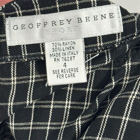 Geoffrey Beene plaid check mini skirt linen blend IY2K preppy quiet luxury 4 VTG - Picture 6 of 8